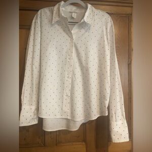 White cotton studded shirt. Size L from SHEIN